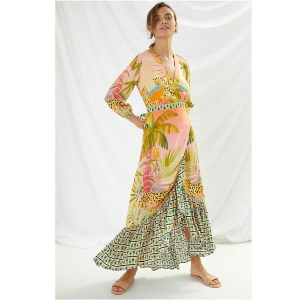 Anthropologie Farm Rio Tropical Wrap Maxi Dress
